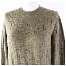 Hermès-Hermes Wool Loungewear Voyage H Ash Relief Knit-Khaki