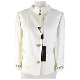 Dolce & Gabbana Rayon Logo Button Jacket Women Cream
