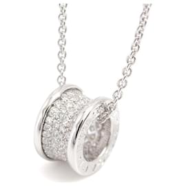 Autre Marque Bvlgari 18K White Gold B-ZERO1 Full Pavé Diamond Necklace White