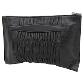 Prada-Prada Leather Clutch Bag Black-Black