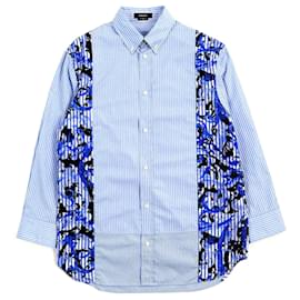 Versace-Versace Baroque Stripe Shirt Light Blue-Light blue