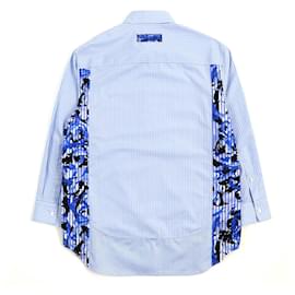 Versace-Versace Baroque Stripe Shirt Light Blue-Light blue