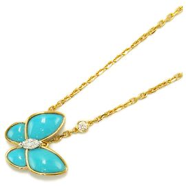 Van Cleef & Arpels Turquoise Diamond Necklace K18 Gold Blue