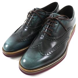Chaussures en cuir à semelle compensée Wingtip de Salvatore Ferragamo Vert foncé