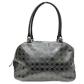 Salvatore Ferragamo Gancini Leather Handbag Black