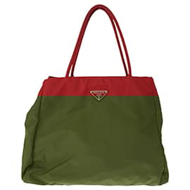 Prada-Prada Nylon Tessuto Logo Tote Bag-Red