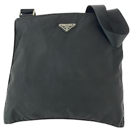 Prada-Prada Nylon Tessuto Logo Plate Messenger Bag-Black