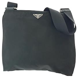 Prada-Prada Nylon Tessuto Triangle Logo Messenger Bag-Black