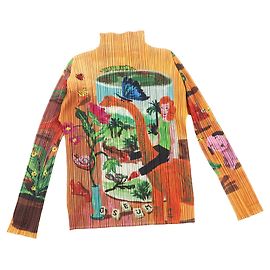 Autre Marque Issey Miyake Polyester Dinosaur High Neck Top Multiple colors