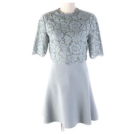 Valentino Wool Silk Blend Lace Dress Light blue