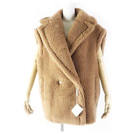 Max Mara Teddy Bear Camel Silk Coat M Brown