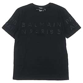 Balmain-Balmain Cotton Logo Crew Neck T-Shirt Black M-Black