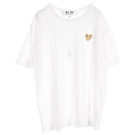 Comme Des Garcons Camiseta de algodón con corazón dorado Comme Des Garçons Blanco