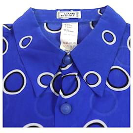 Versace-Versace Silk Medusa Button Shirt Blue 52-Blue