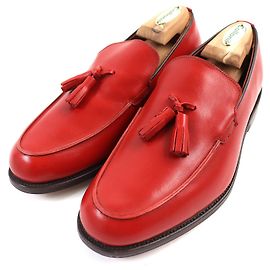 Céline Tricker's Needles Leder Slipper mit Quasten rot 7 Rot