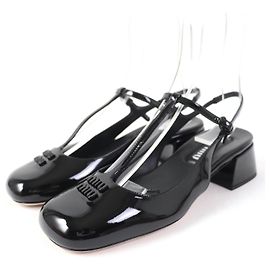 Miu Miu Patent Leather Slingback Pumps Black 37 Black