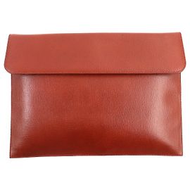 Clutch in pelle con logo impresso Valextra SATO Marrone