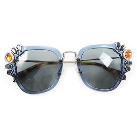Miu Miu SMU03S Oval Frame Sunglasses Navy blue