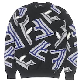 Fendi Wollpullover mit schwarzem FF-Logo Schwarz