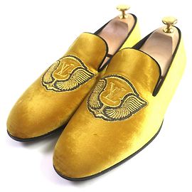 Mocassini in velluto ricamati Louis Vuitton Giallo
