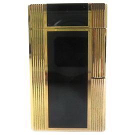 Autre Marque Dupont Line 1 Lacquer Roller Gas Lighter Black Gold Black