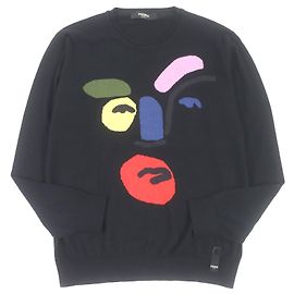 Fendi Baumwoll-Kaschmir-Pullover mit Rundhalsausschnitt schwarz Schwarz