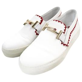 Tod's-Tod's Leather Slip-Ons Sneakers White Red 38-Other