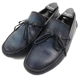 Scarpe da guida in pelle Berluti Calligraphy blu navy 7 Blu navy