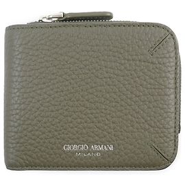 Giorgio Armani Calfskin Compact Bifold Wallet Brown