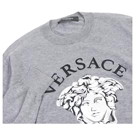 Versace-Versace Medusa Knit Sweater Gray 46-Grey