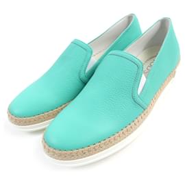 Tod's-Tod's Leather Espadrilles Flats Emerald Green 38.5-Other