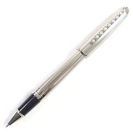 Autre Marque Dupont Olympio Rhinestone Ballpoint Pen Silver Silvery