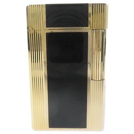 Autre Marque Dupont Line 1 Lacquer Roller Gas Lighter Black Gold Black