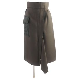 Saia de lã e nylon Moncler GONNA khaki para mulheres Caqui