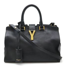 Yves Saint Laurent Leather Y Line Handbag Black