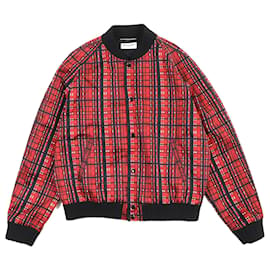 Yves Saint Laurent Veste Teddy en satin à carreaux Madras Saint Laurent Autre