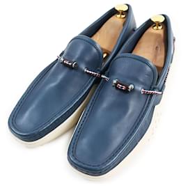 Tod's-Tod's Leather Driving Shoes Navy 10.5-Navy blue