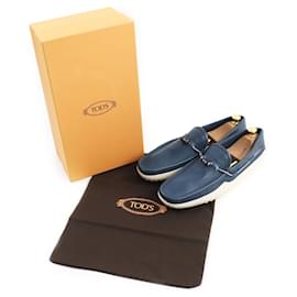 Tod's-Tod's Leather Driving Shoes Navy 10.5-Navy blue