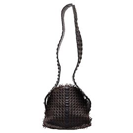 Bottega Veneta Intrecciato Studded Leather Shoulder Bag Black