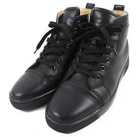 Christian Louboutin Logo Metal Leather Sneakers Black