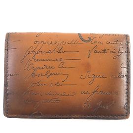 Berluti Scritto Leather Card Case Brown Brown