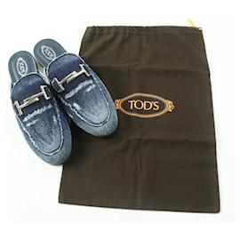 Tod's-TOD'S Double T Denim Leather Slip-Ons 38.5-Other