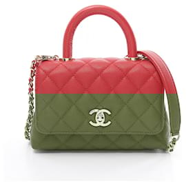 Chanel-Chanel Coco Handle XXS Handbag in Red Caviar Leather-Red