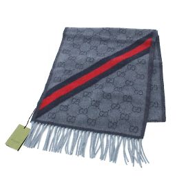 Gucci Wool Stole in Blue, Navy, and Red Red Blue Navy blue