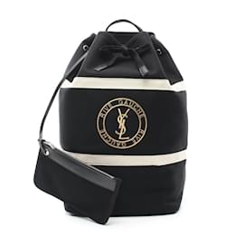 Saint Laurent-Saint Laurent Canvas Backpack-Black,White
