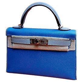 Hermès Kelly Sellier II Blu Epsom Blu Grigio