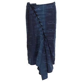 Falda atada de algodón super con estampado de logo Yohji Yamamoto Noir Azul