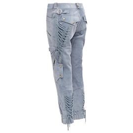 Calças cargo de couro de bezerro com cadarços Christian Dior John Galliano Azul