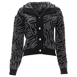 Chanel-Chanel cashmere all over logo intarsia CC cardigan-Grey