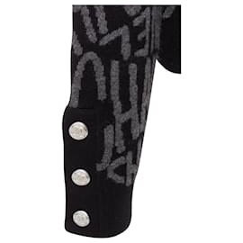 Chanel-Chanel cashmere all over logo intarsia CC cardigan-Grey